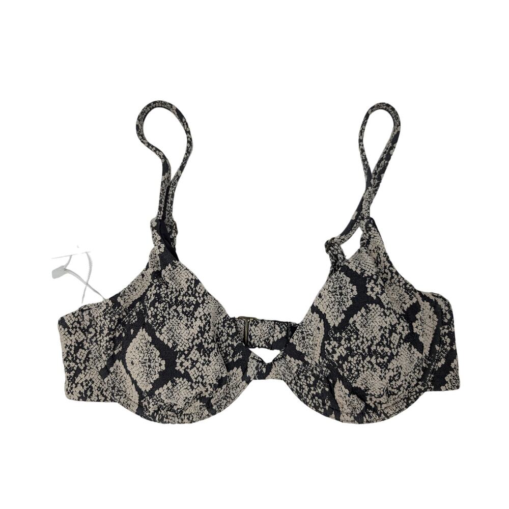 Andie Swim The Sicily Top Triangle Bikini Swimsuit Snakeskin Print NEW